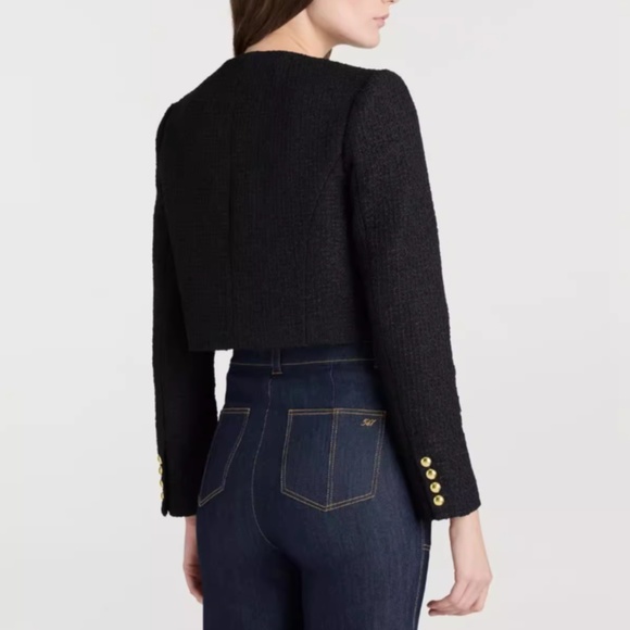NWT Cinq a Sept 5a7 Auden Cropped Jacket - Black Noir Tweed Casual - Picture 3 of 6